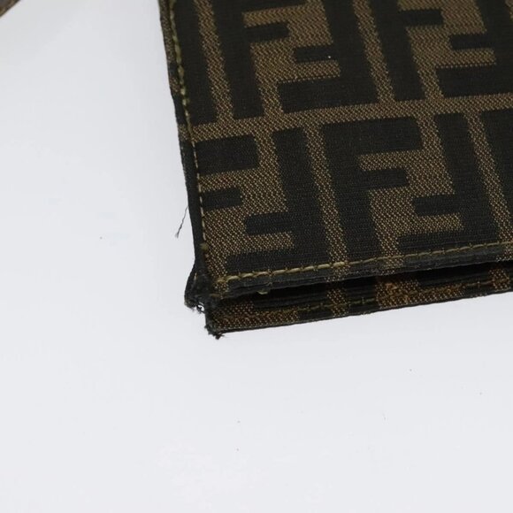FENDI Zucca Canvas Shoulder Bag Black Brown gold Auth 141634 - Picture 3 of 16